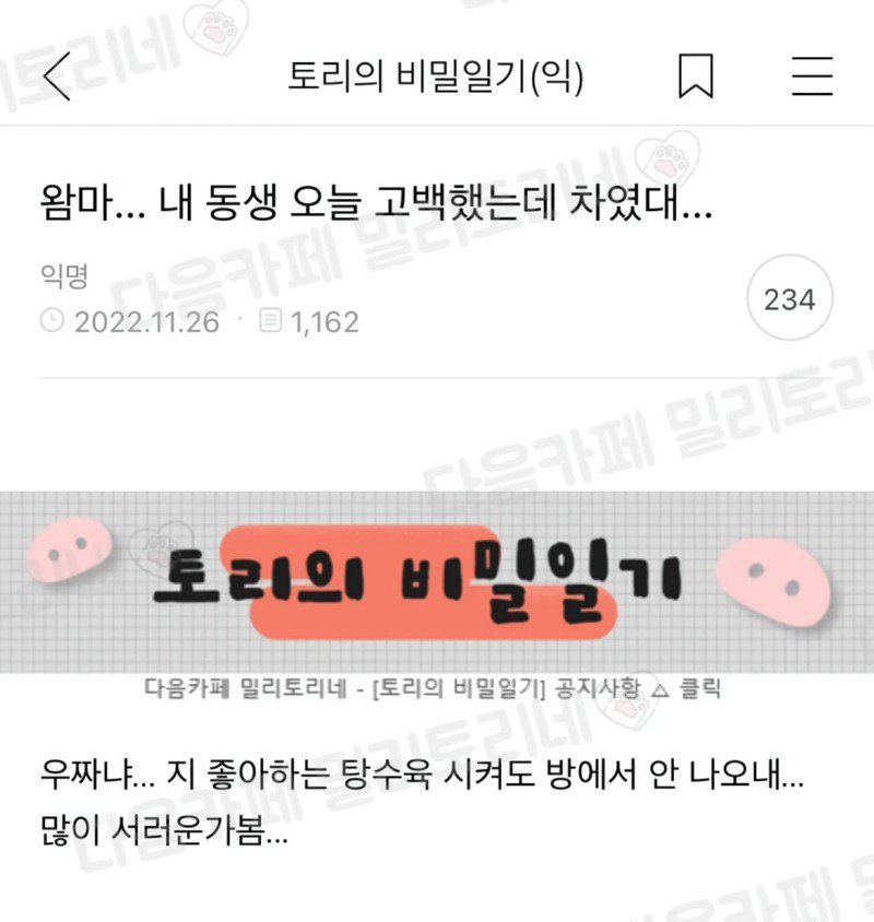 내 동생 고백했는데 차였대...