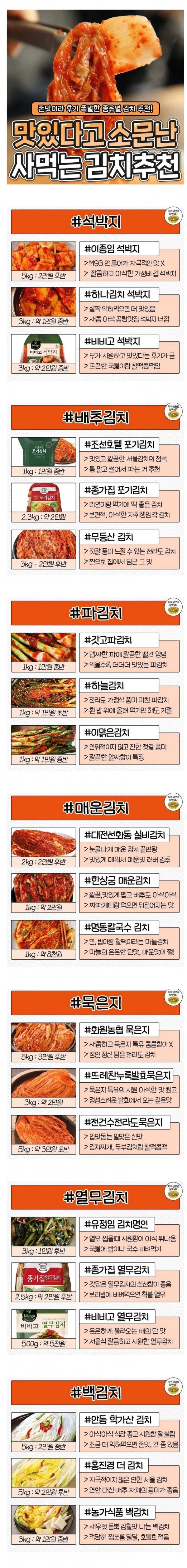 맛있다고 소문난 사먹는 김치 추천