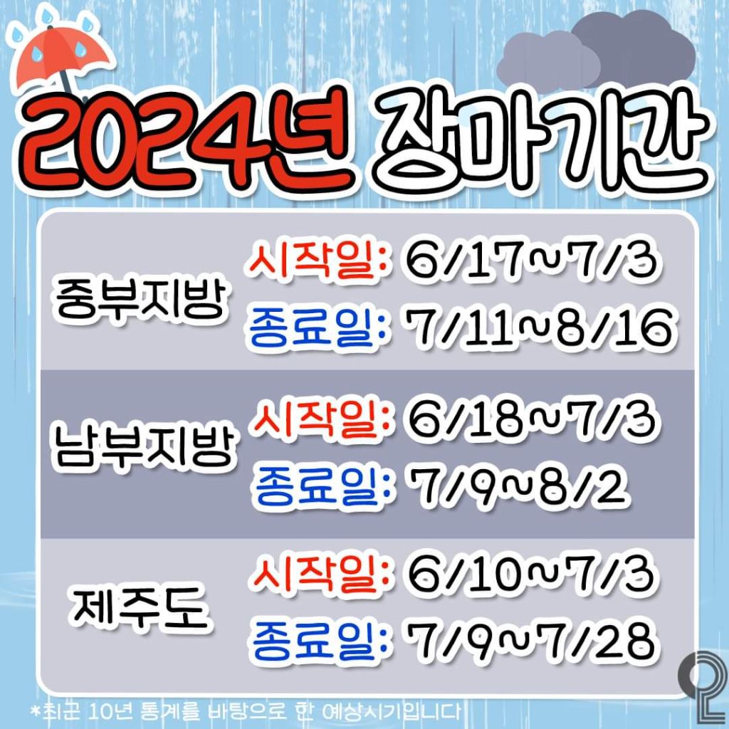 2024년 장마기간