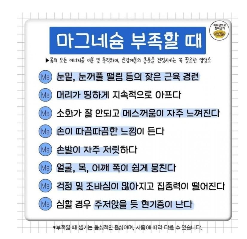 영양소별 부족할 때 나타나는 증상는 증상