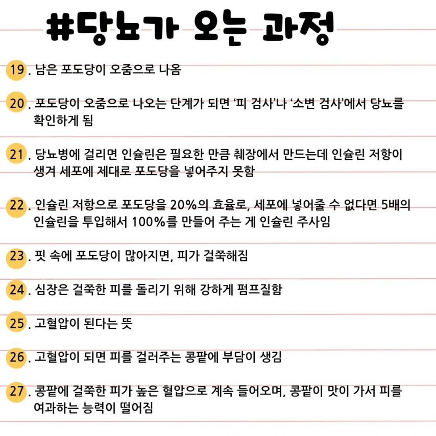 당뇨가 오는 충격적인 과정