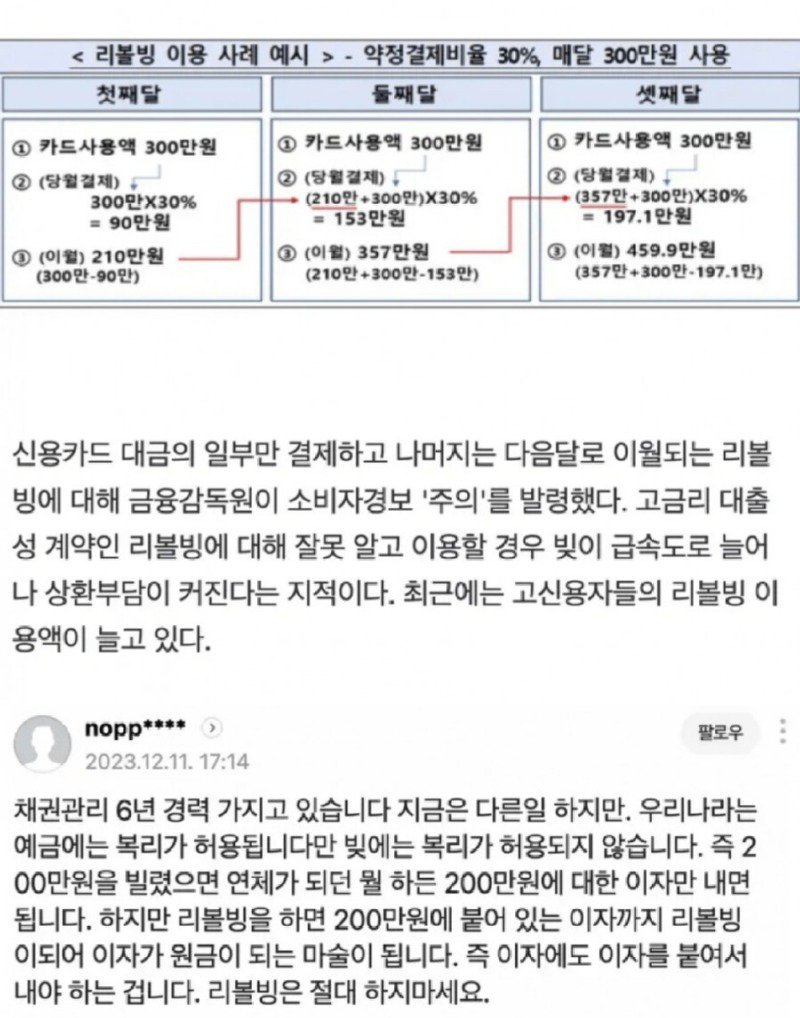 카드 리볼빙은 절대로 하면 안되는 이유