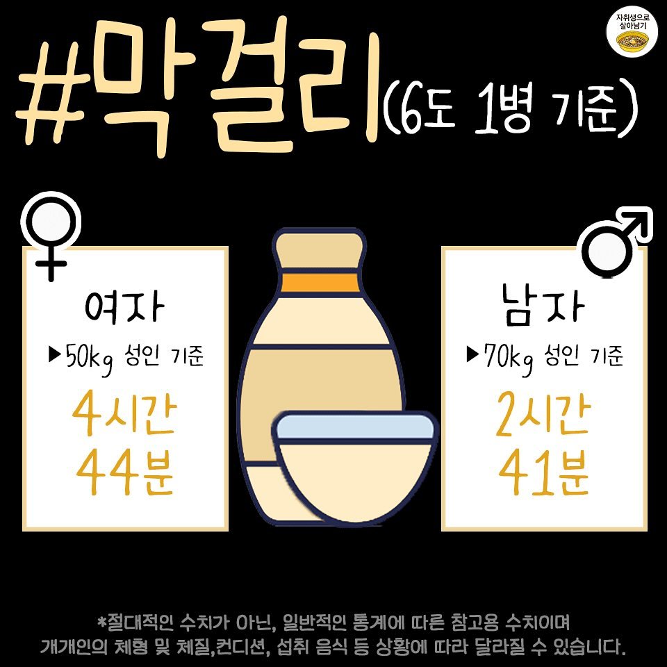 참고하면 좋을 주종별 해독시간 정리