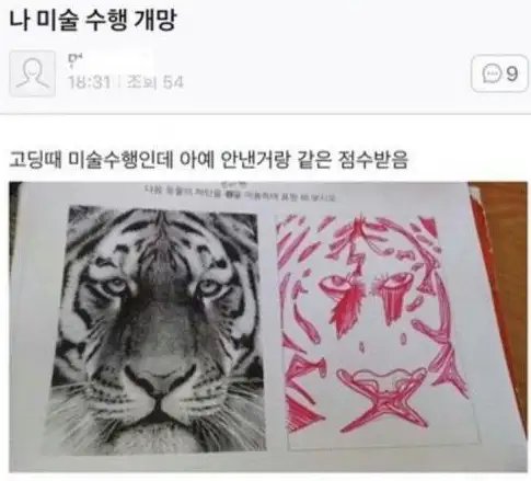 안낸거랑 같은 점수 받은 미술 수행 평가