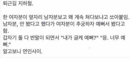 지하철에서 여자 쳐다보다 시비걸린 남자