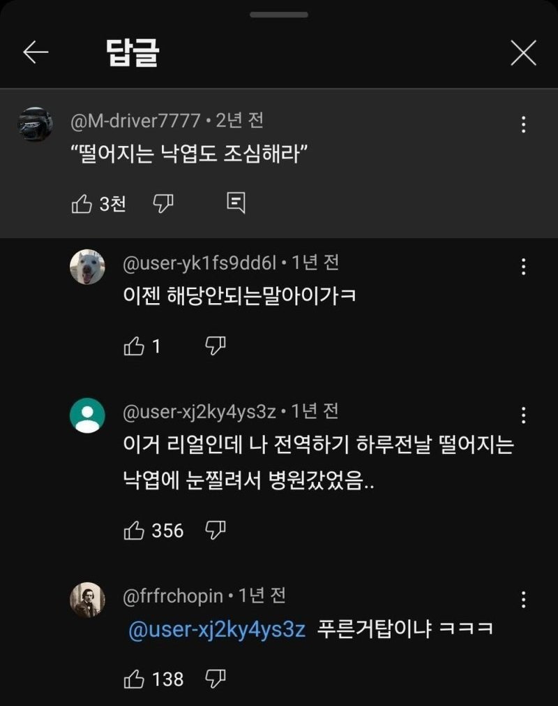 말년에는 떨어지는 낙엽도 조심해라