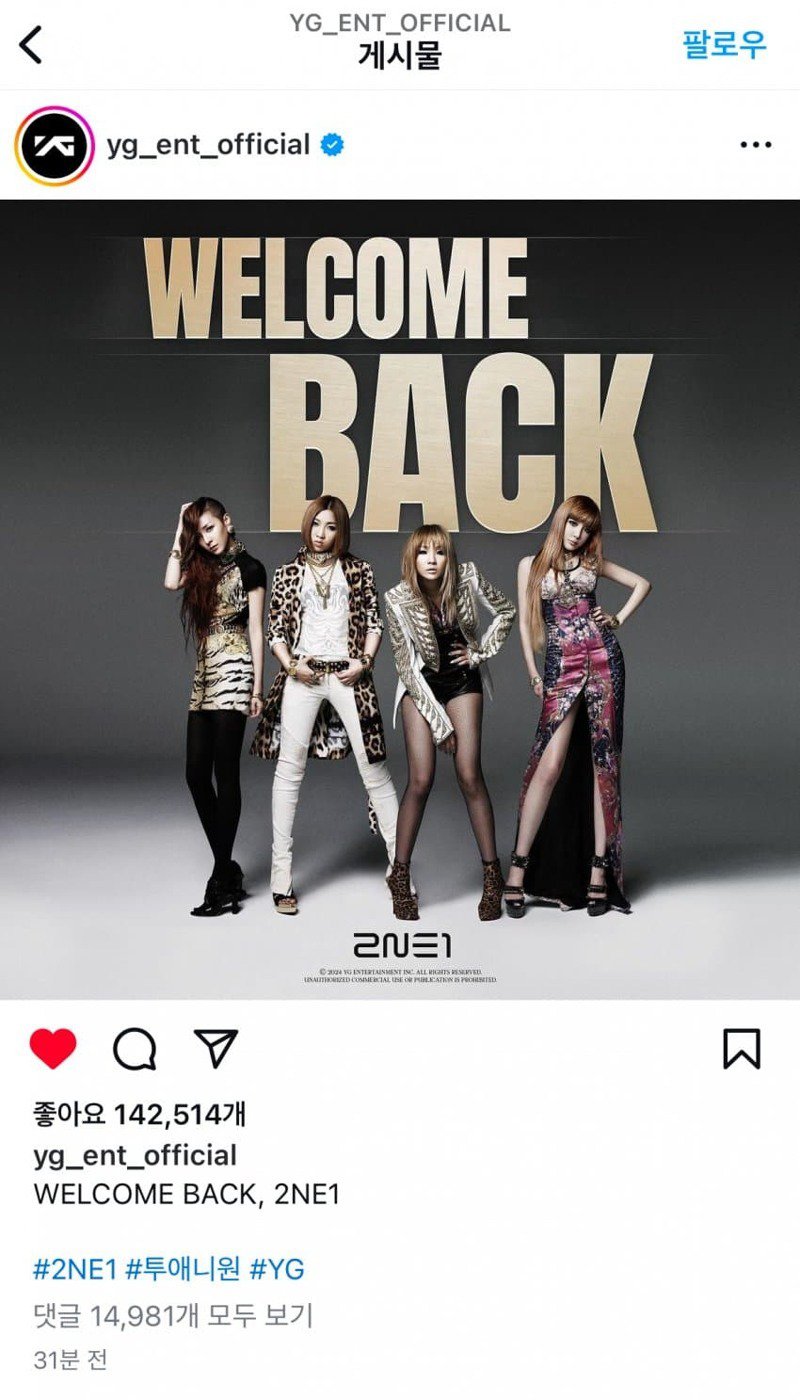 2NE1 재결합 공식 발표.