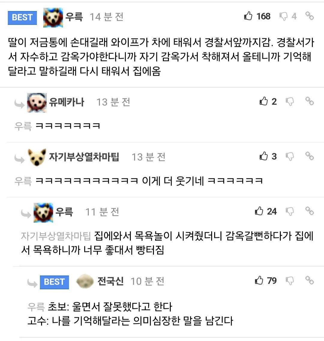 저금통에 손 대는 딸 경찰서 근처로 데려감