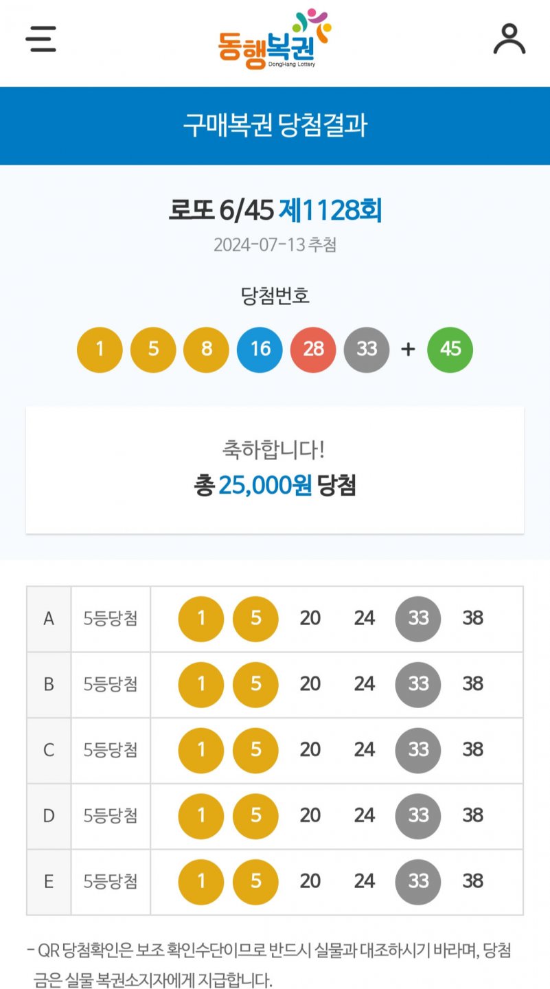 로또 당첨 됨.