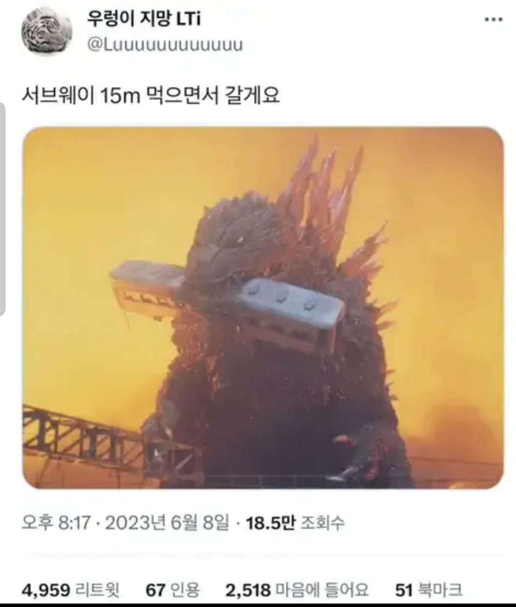 15m짜리 서브웨이 메뉴