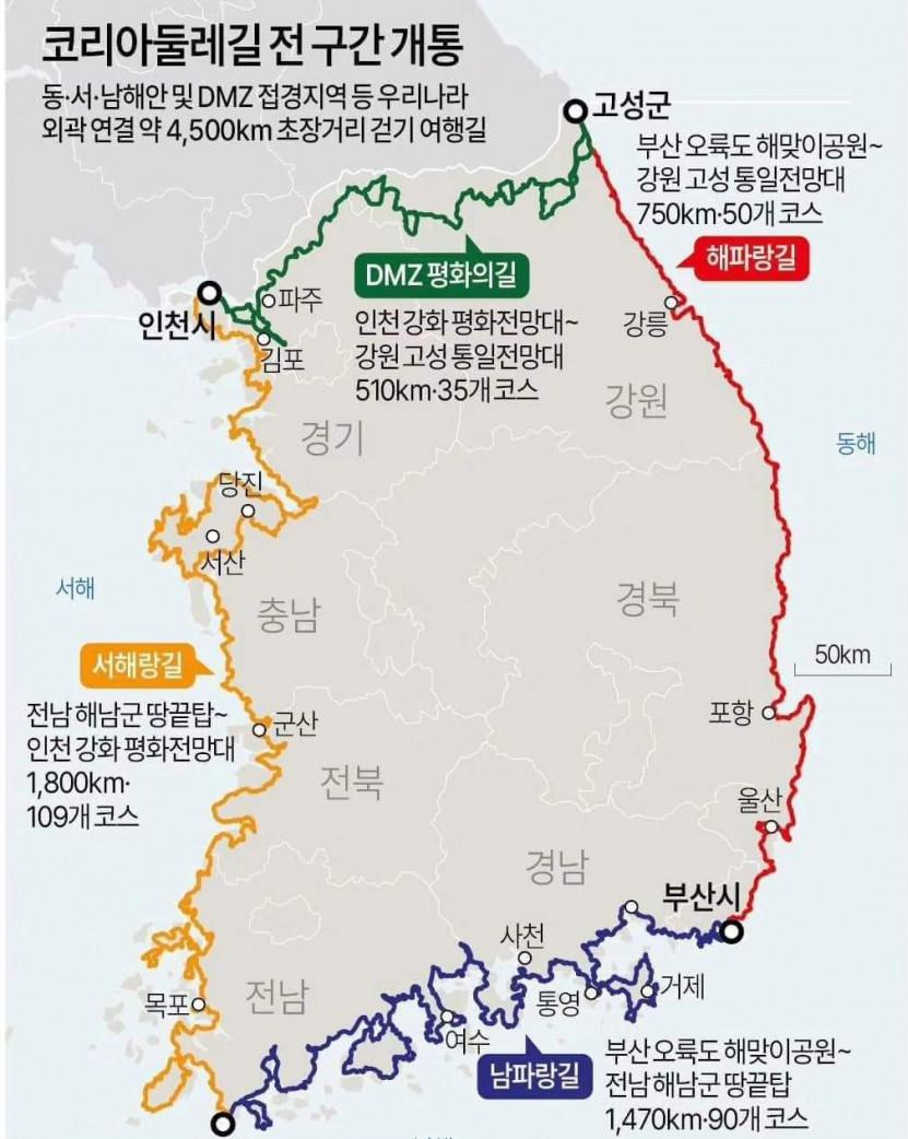 한국 둘레길 전 구간 개통