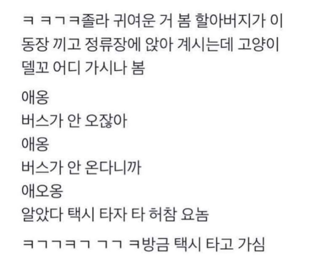 버스정류장서 귀여운 할아버지 봄