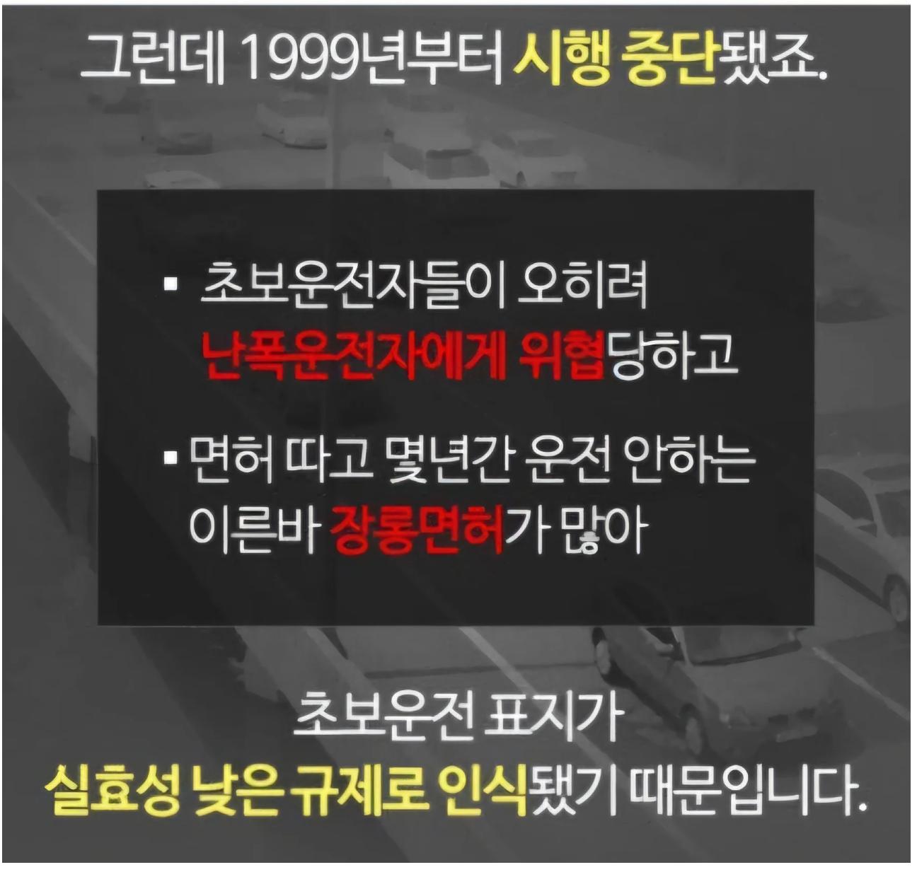 대한민국에서 초보운전 표지 의무화가 사라진 이유