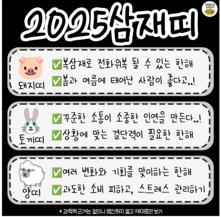 2025년에 삼재라는 띠 3개