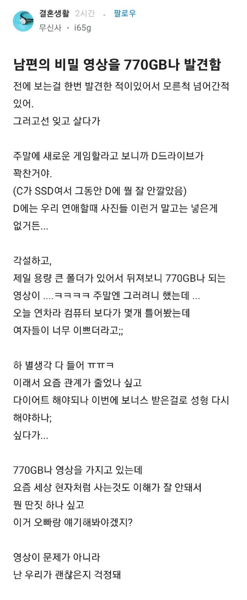 남편의 소장용 야돌을 770GB나 발견한 아내.jpg