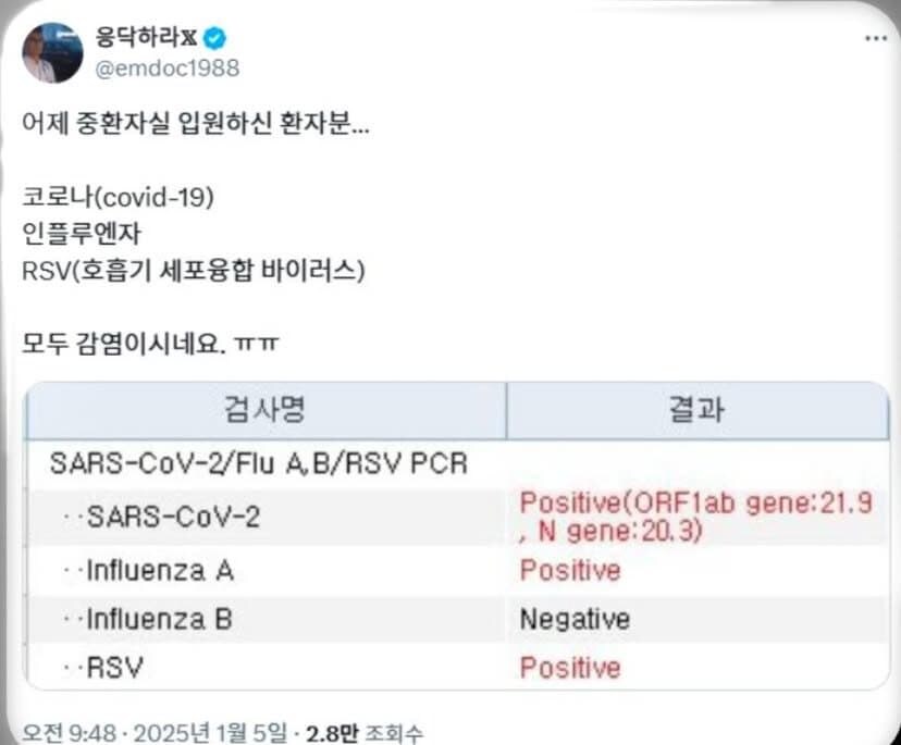 바이러스 3개 동시 감염 환자