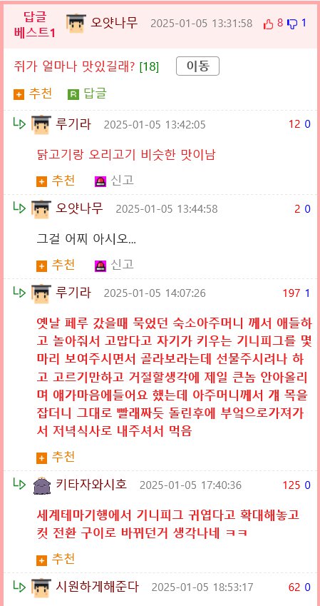 쥐고기 구워 먹은 사람이 남긴 후기