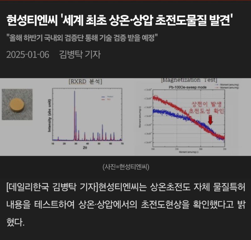 펌) 진짜 초전도체 관련 소식 나올때마다 어질어질함