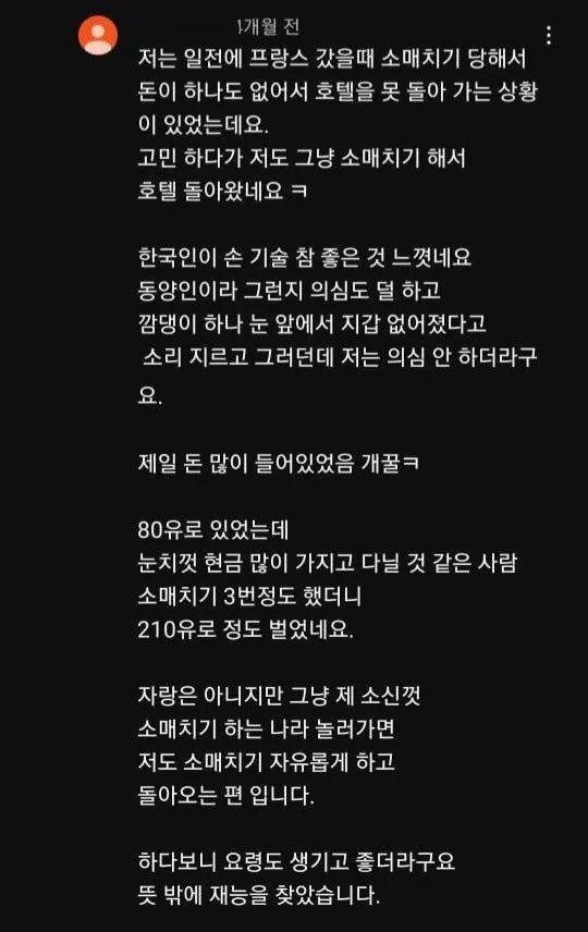 블란서에서 소매치기 당하고 각성한 한국인