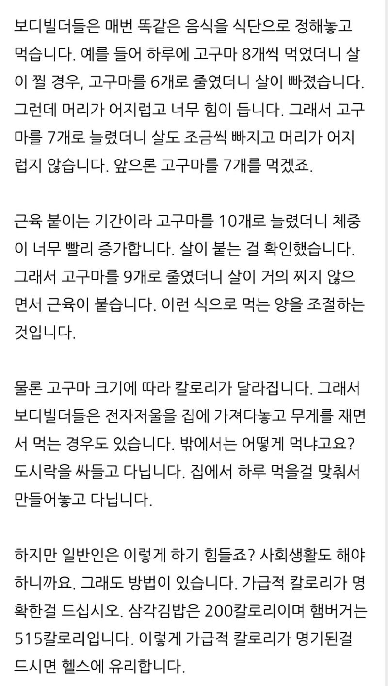 다이어트 헬스의 바이블이라는 지식인 답변