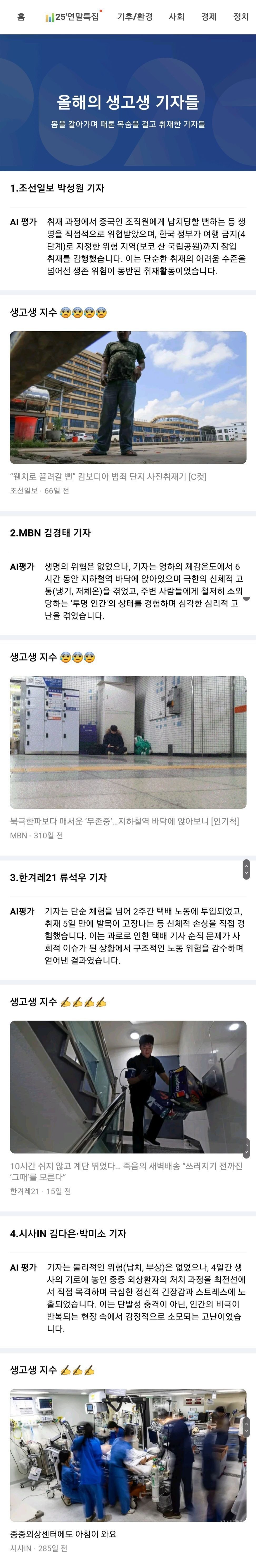올해의 생고생 기자들