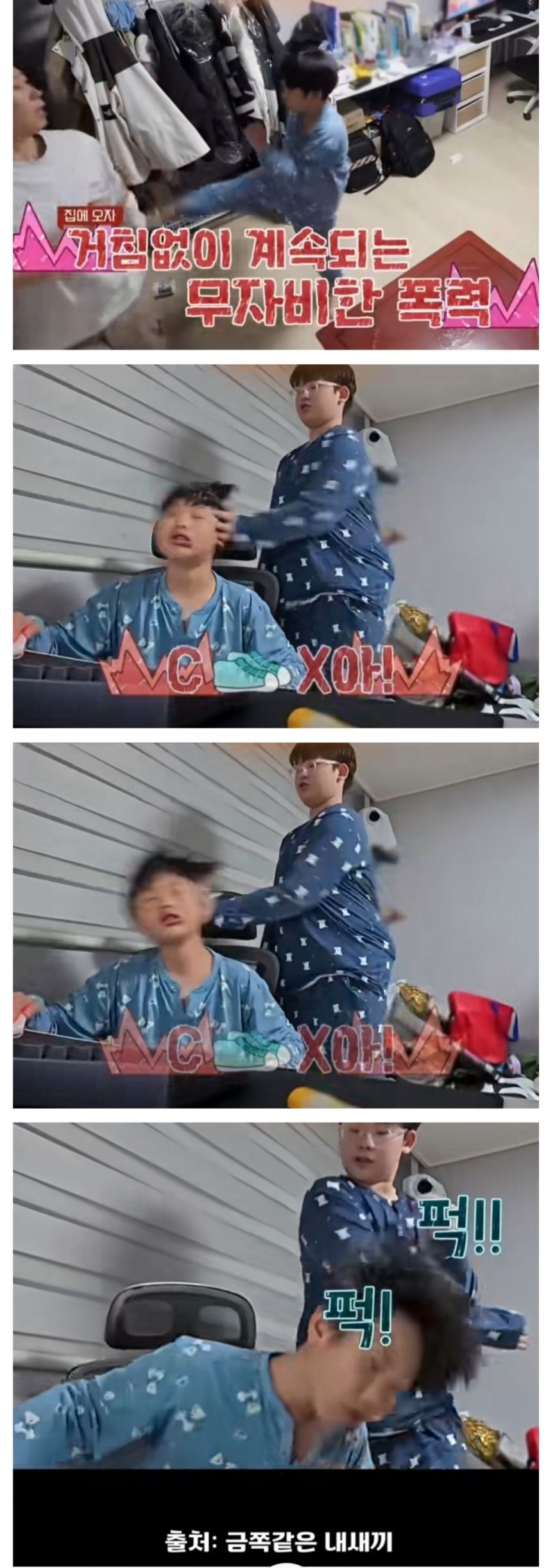 엄마 때리다가 형한테 줘 터지는 금쪽이