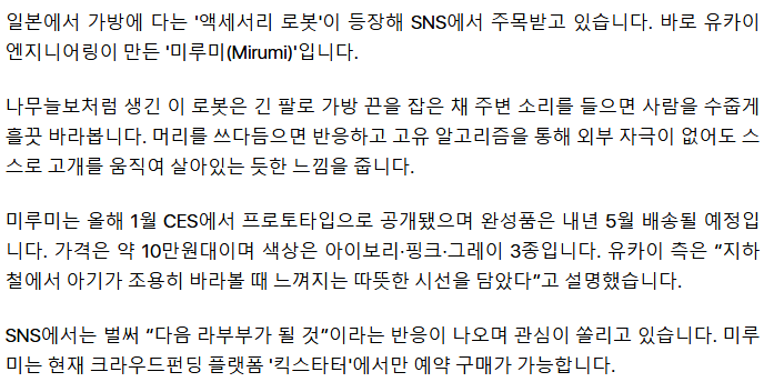 가방에 매달린 키링 로봇