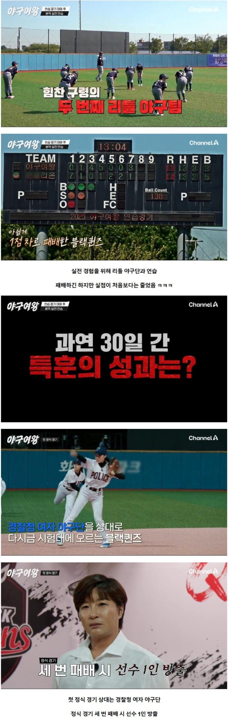 사회인야구 우승팀에게 36대0으로 패배한 야구여왕 블랙퀸즈 ㄷㄷ