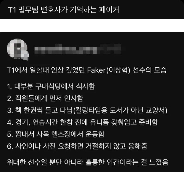 T1 법무팀 변호사가 기억하는 페이커