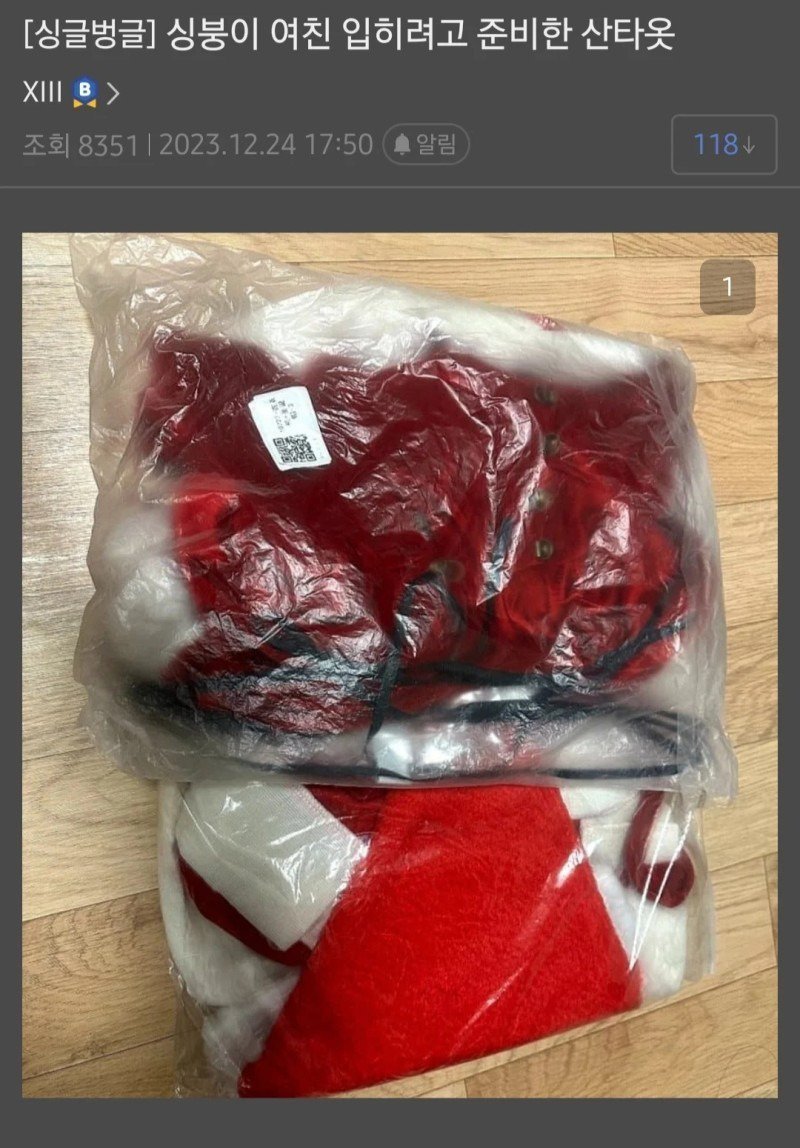 여친 입히려고 준비한 산타옷