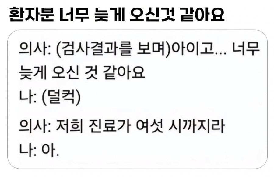 너무 늦게 왔다