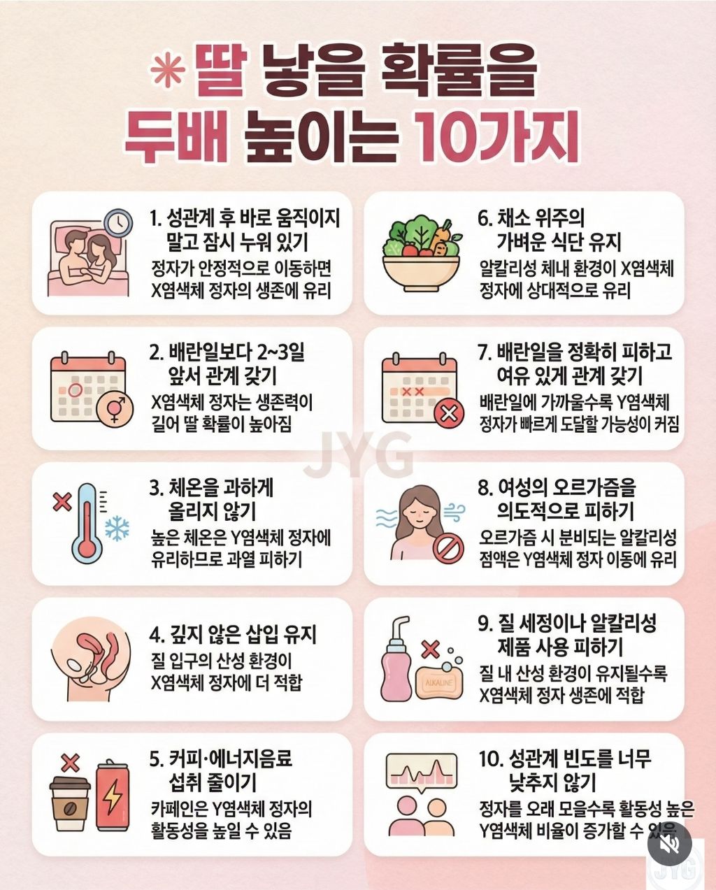 딸 낳을 확률 2배 올리는 10가지 방법 (미신)