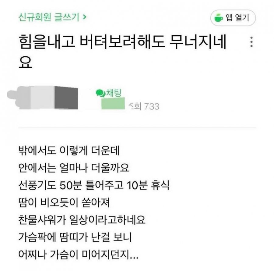 옥바라지 카페에 올라오는 일상글들