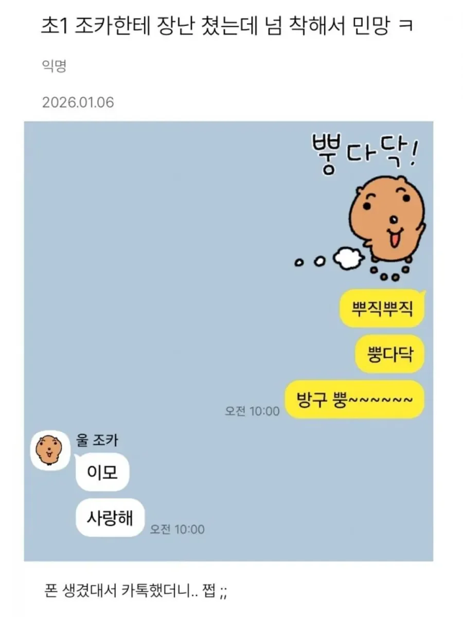초1 조카한테 장난치고 민망한 이모