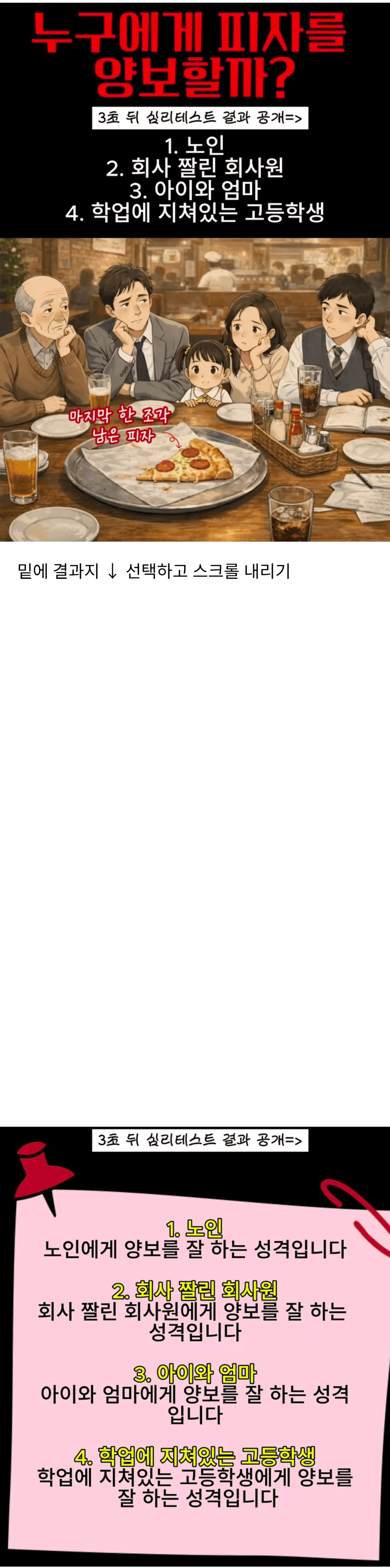 누구에게 피자를 양보할까? (정확도 높은 심리테스트)