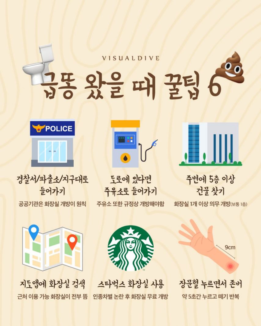 급똥 왔을때 꿀팁