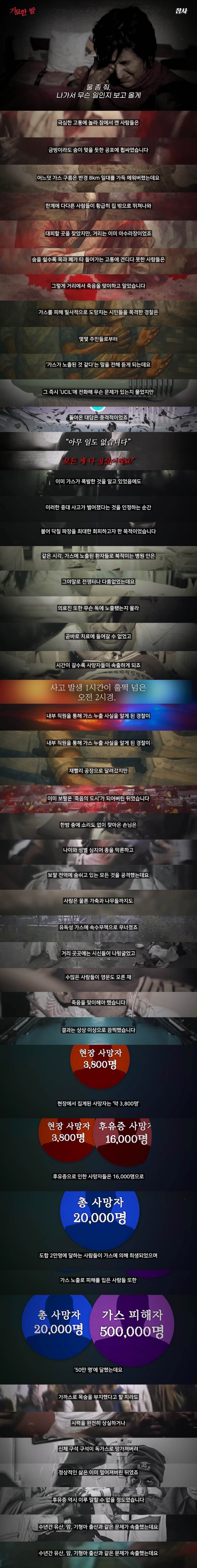 스압)피해자만 50만명에 달하는 최악의 가스누출 사고...