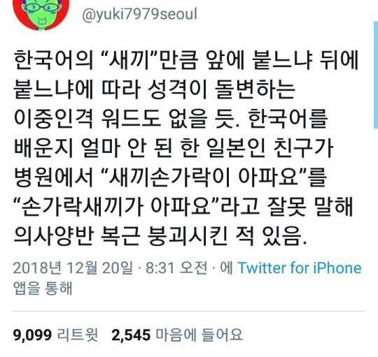한국어의 이중인격 워드