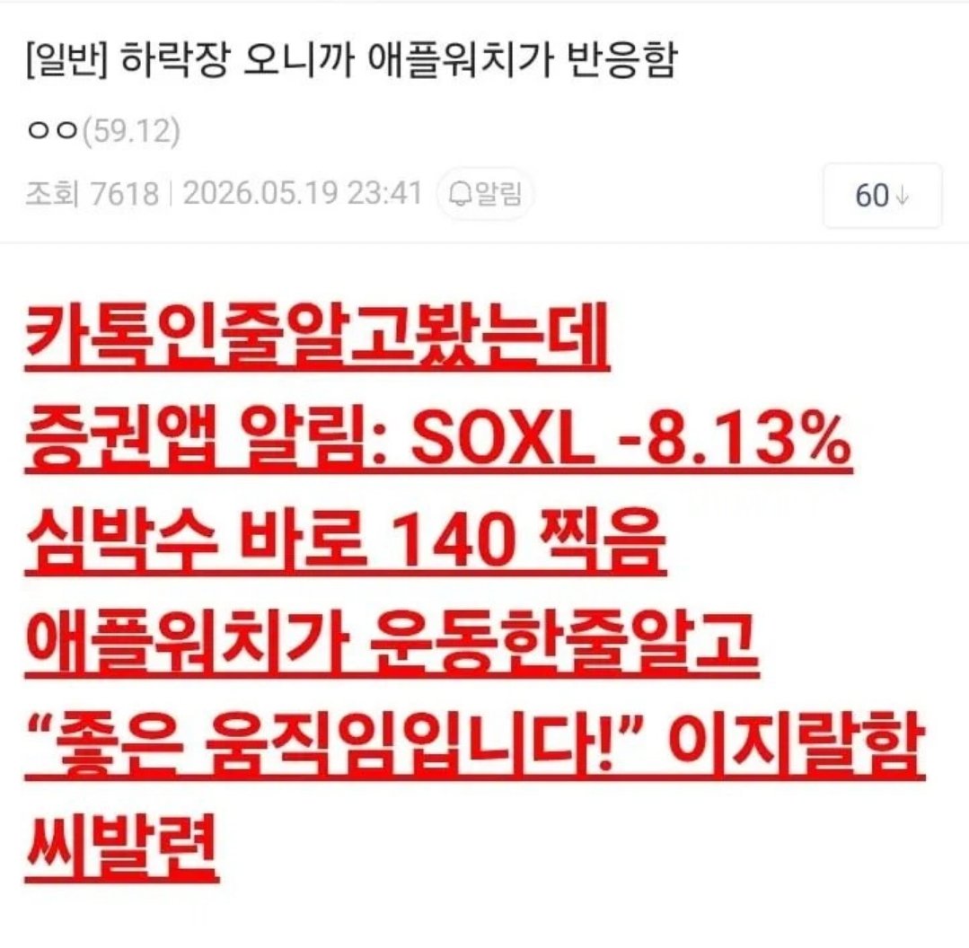 주식 하락장에 반응한 애플워치