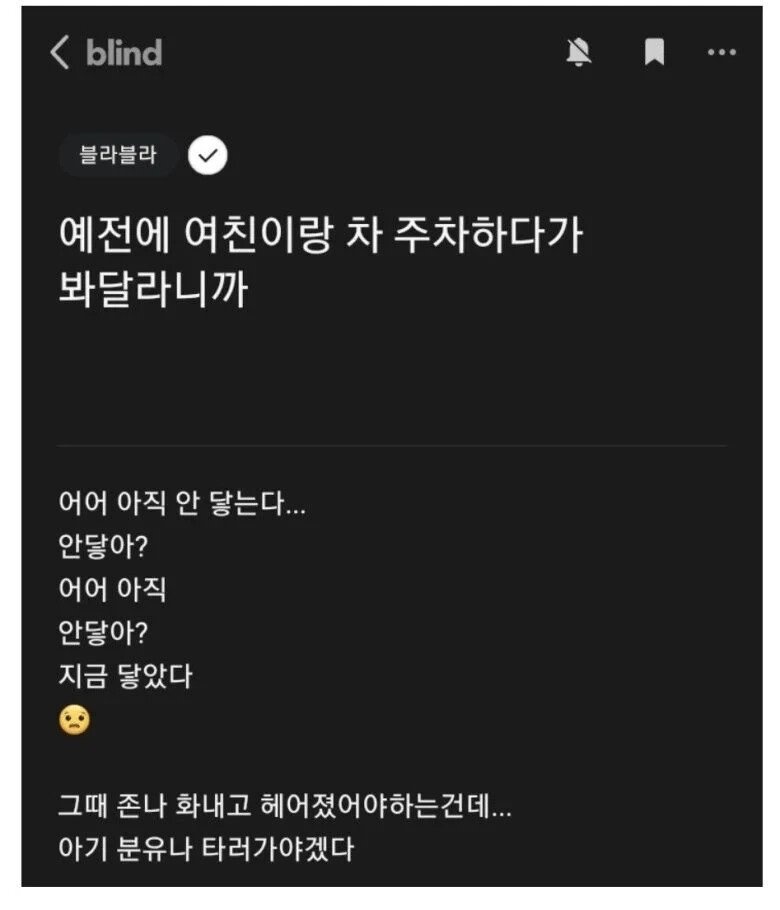 예전에 여친이랑 주차하다가 봐달라니까