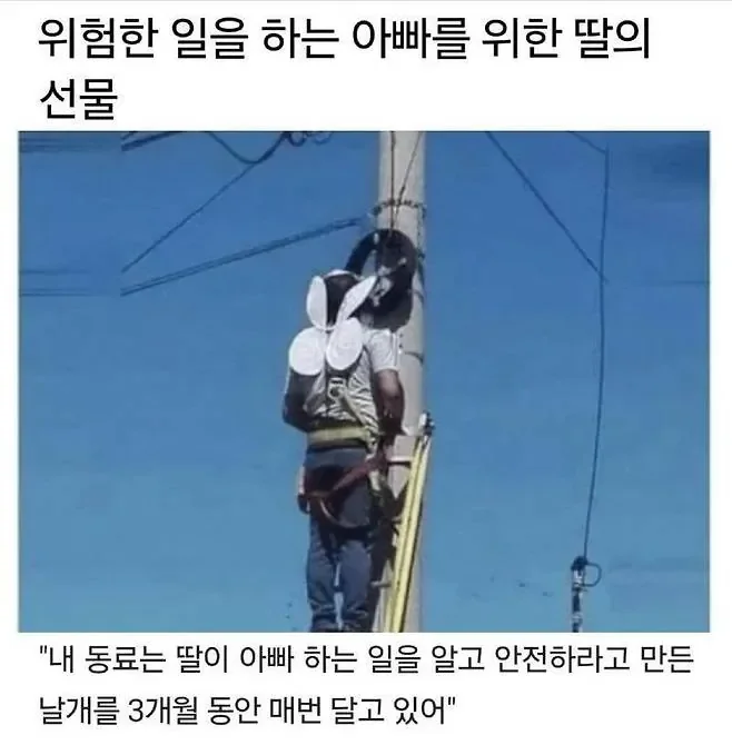 높은 데서 일하는 아빠를 위한 딸의 선물