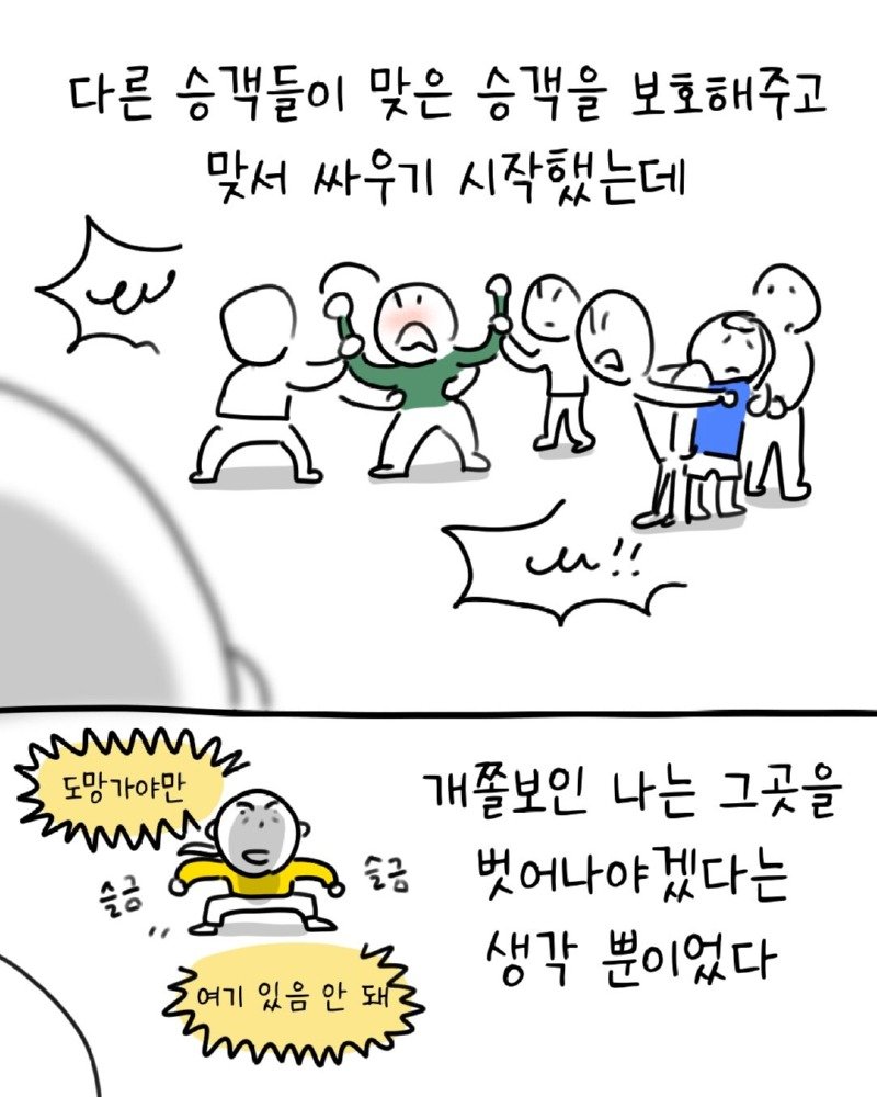 밀라노 지하철에서 다른 승객에게 시비거는 취객을 만난.Manhwa